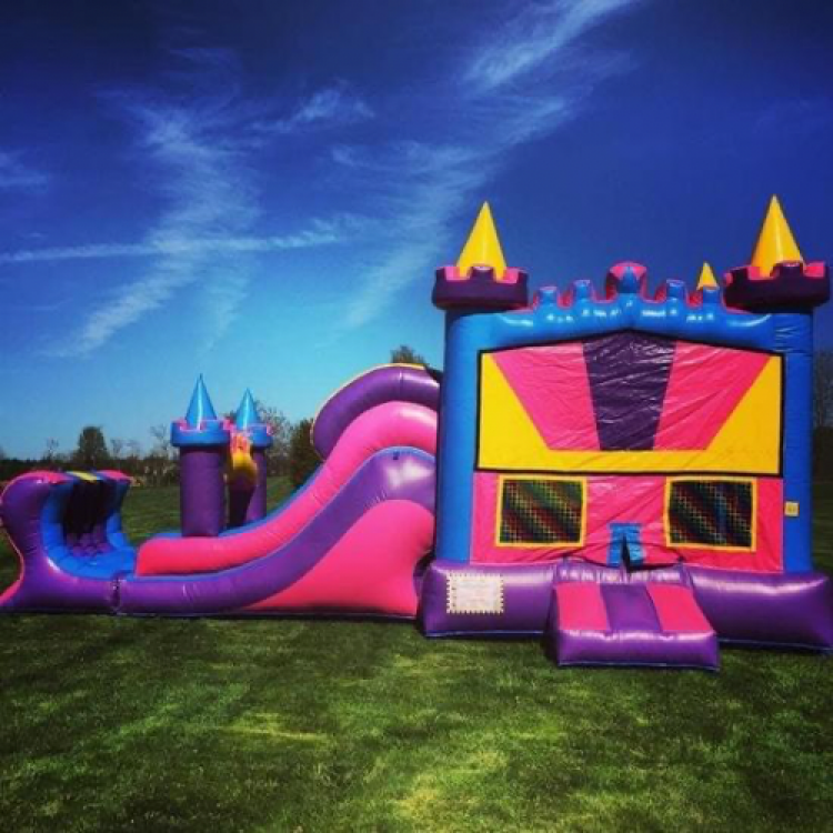 3n1 Royal Queen bounce house with basketball goal and slide 