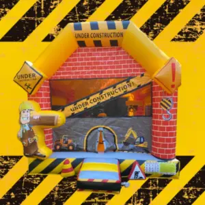 warning theme bounce house