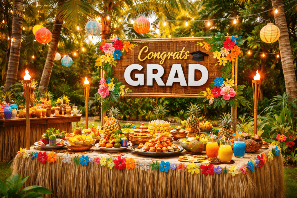 tropical luau graduation theme