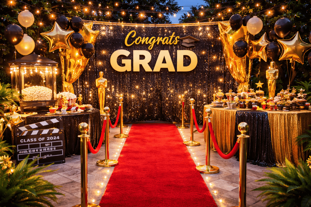 hollywood glamour graduation party theme