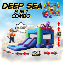 Deep Sea 3n1 bounce house with slide and pool rental