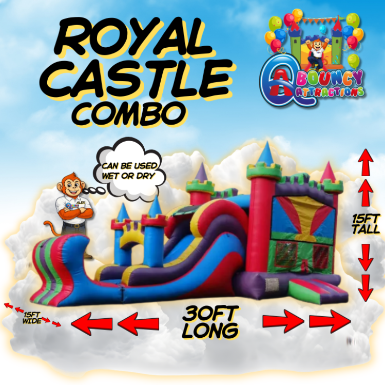 3n1 Royal Castle bounce house basketball goal and slide