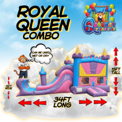 3n1 Royal Queen bounce house with basketball goal and slide 